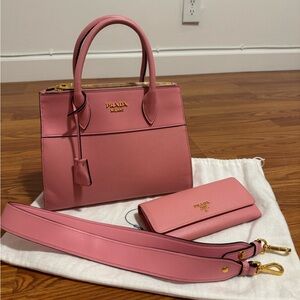 Prada Pink Leather Satchel and Wallet Set